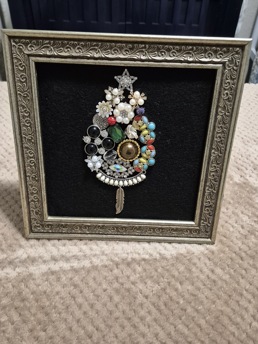 Embellished Jewelry Art Framed Wall Accent - Multicolor